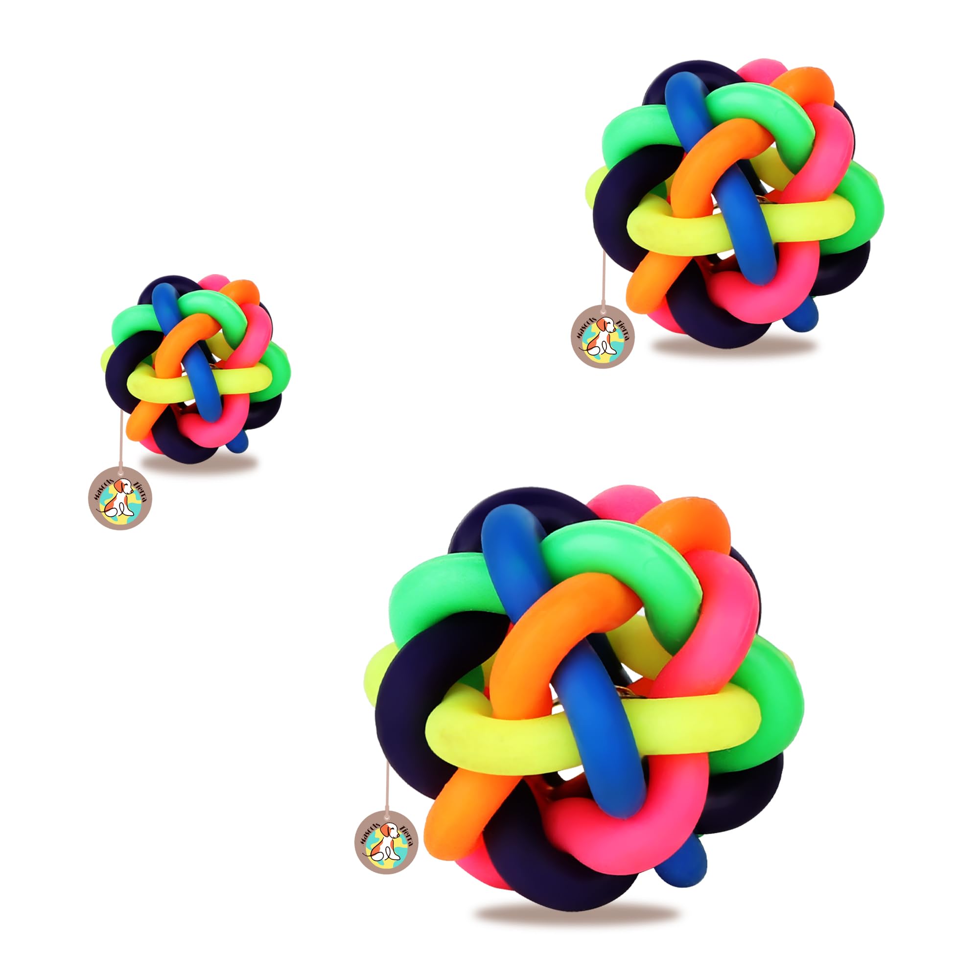 Mascots Tierra Dog Multi Colorful Large Wire Knotted Bouncy Rubber Ball with Bell Pet Chewing Ball Toy for Dog Puzzle Cat Throwing Interactive & Aggressive Toy for Teeth Cleaning Training Exercise (B096PP47PX) Amazon Price History, Amazon Price Tracker