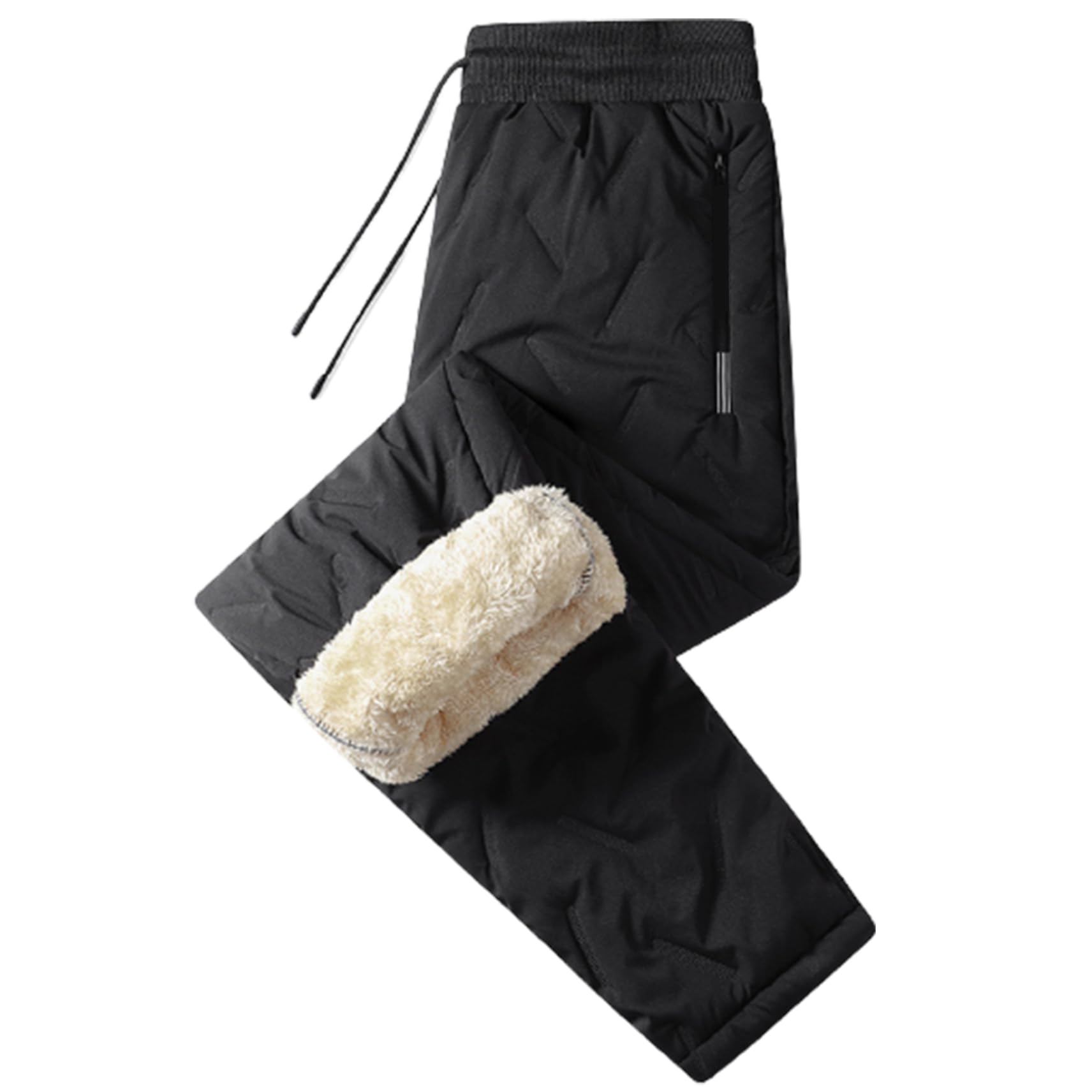 Wedhapy Unisex 2XL Fleece Jogging Bottoms - Warm Thick Straight Winter Pants For Men - Windproof Waterproof - Elastic Drawstring - Outdoor
