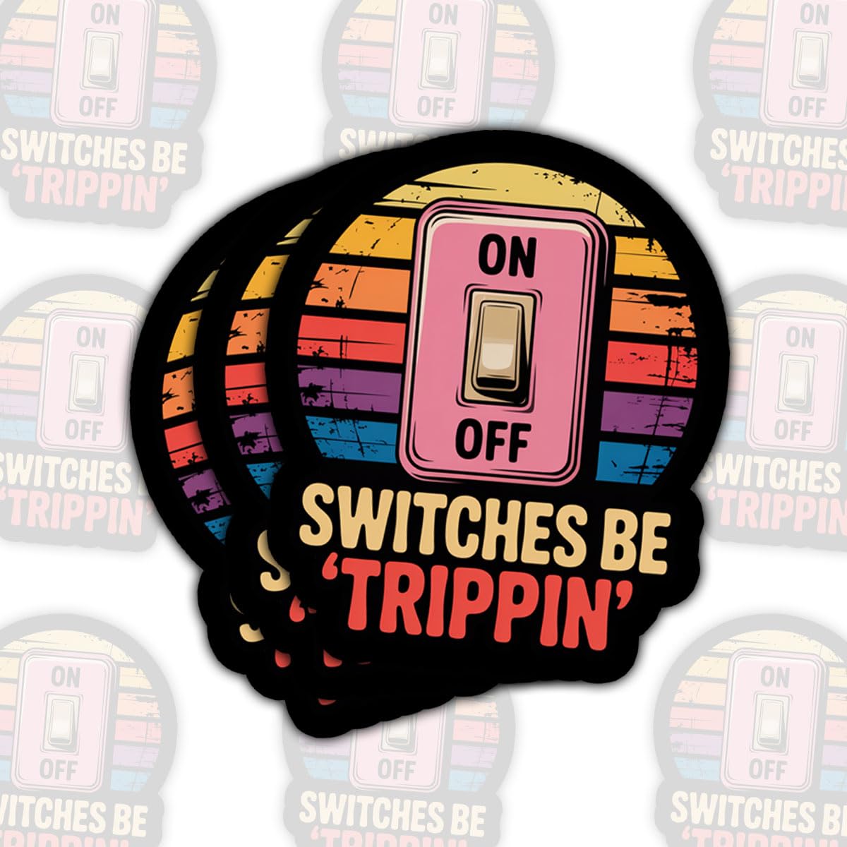 Autocollants interrupteur Be Trippin en vinyle vintage rétro x3