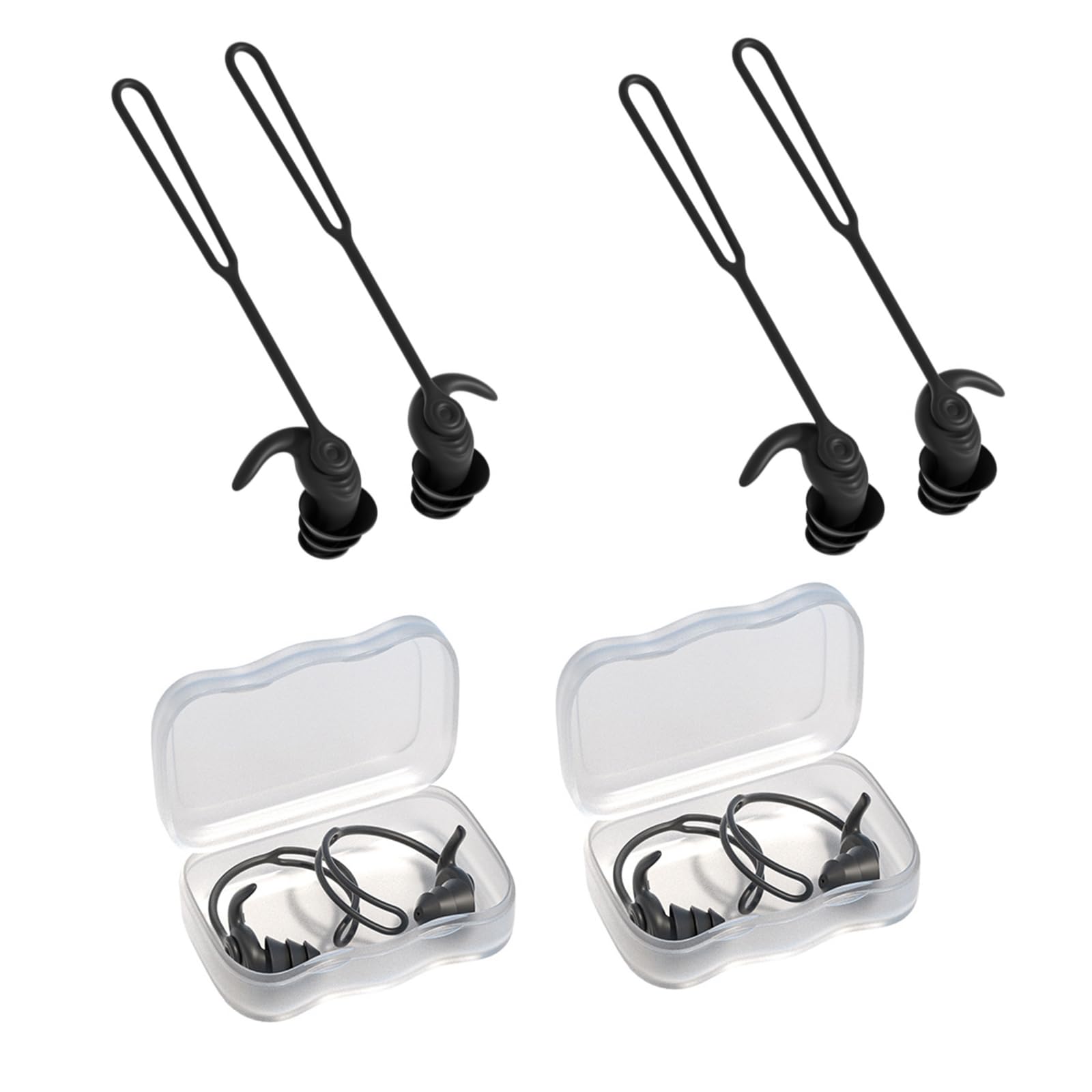Nordquest triple structure Anti-lost lanyard swimming earplugs, 2 pairs of waterproof and ultra-comfortable, suitable for swimming, surfing, snorkeling and other water sports