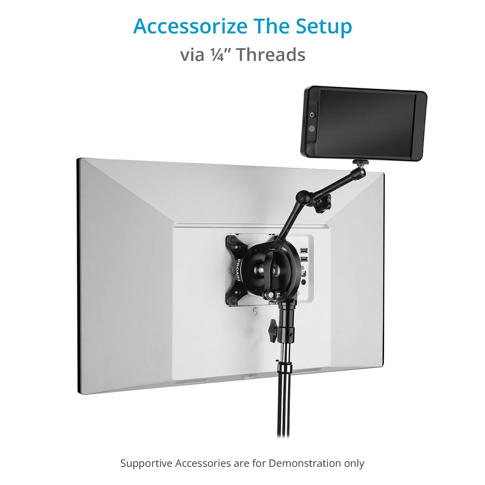 PROAIM Rotazione a 360° (75mm/100mm) Supporto Monitor Inclinabile.Dotato di Ricevitore 5/8” Baby Pin. Angolo di Inclinazione: 230°. Payload fino a 22kg / 50lb (P-ROTN-01)