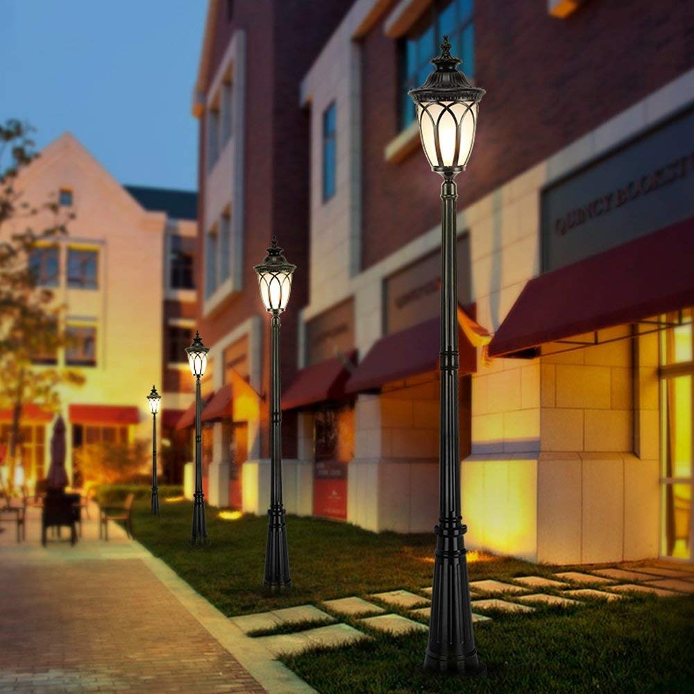 Czarna, wodoodporna lampa ogrodowa IP55, szklana kolumna, lampa LED E27, dekoracja uliczna, lampa ogrodowa, lampa ogrodowa, lampa tarasowa, lampa uliczna, oświetlenie og,145cm