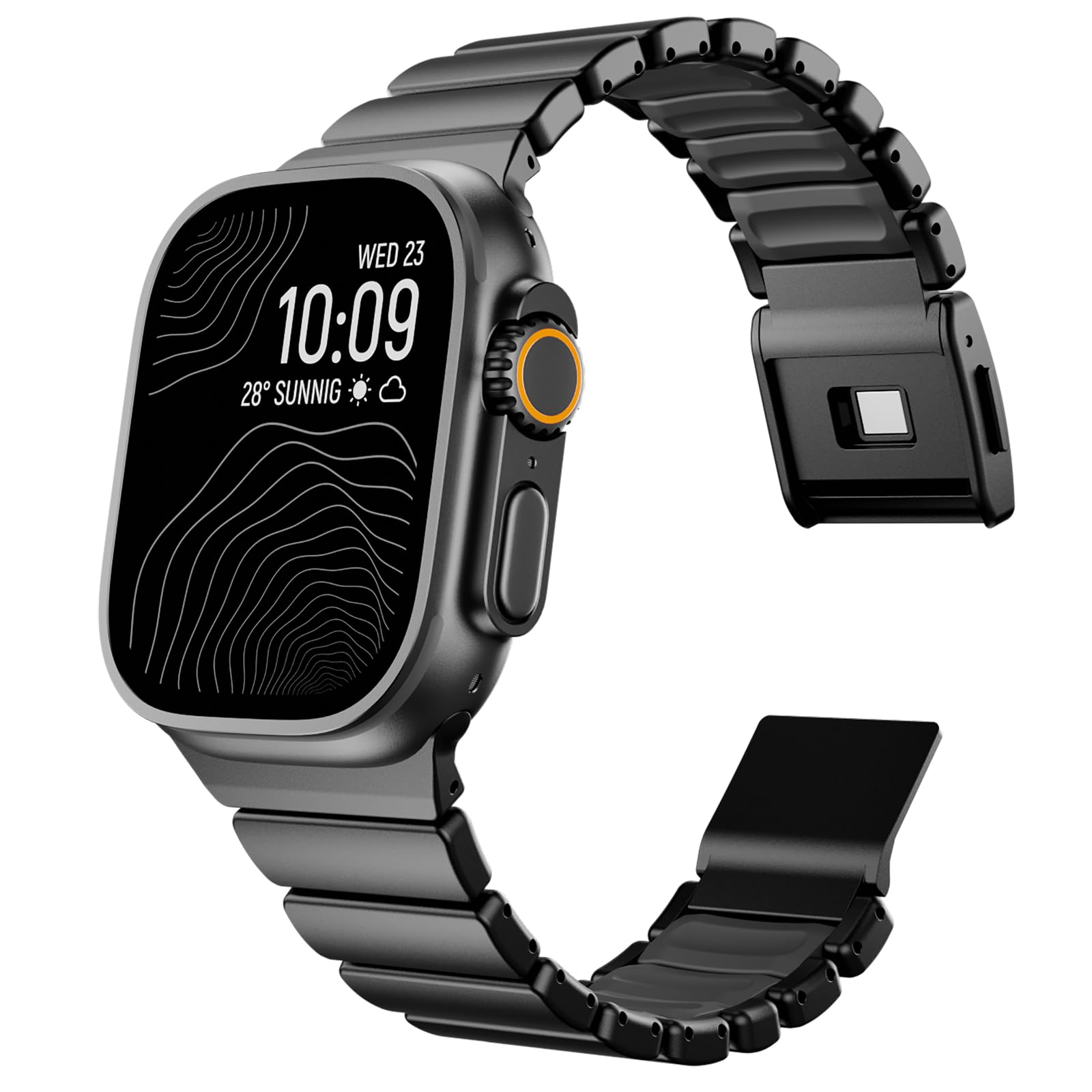 Photo 1 of Magnetic Titanium Band Compatible with Apple Watch Ultra 3/2/1 Band 49mm Series 11 10 46mm 45mm 44mm 42mm SE 3/2/1 9 8 7 6 5 4,Luxury Silicone Dual-Layer Link For iwatch Men Women