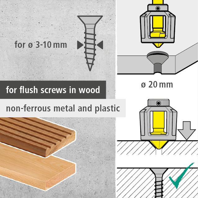 wolfcraft Verzinkboor met dieptestop, zeskantschacht I 4390000 I Het precies verzinken voor schroefverbindingen in hout - Afbeelding 4