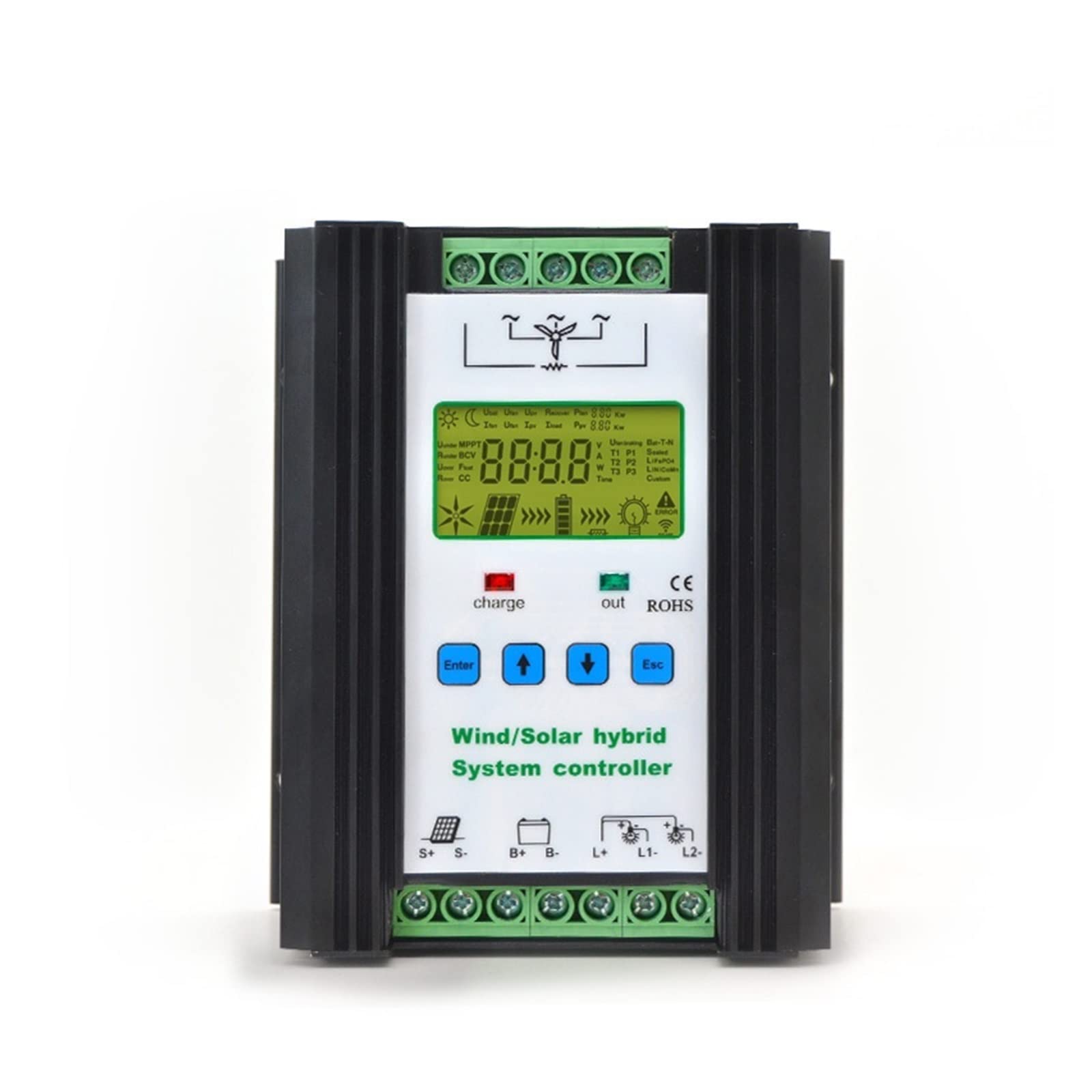 Hybrydowy kontroler energii wiatrowej i słonecznej 300W 400W 500W 600W 800W 1000W 1200W 1500W PWM Wiatrowy I Słoneczny Kontroler Ładowania Hybrydowego(24V/48V1500W)