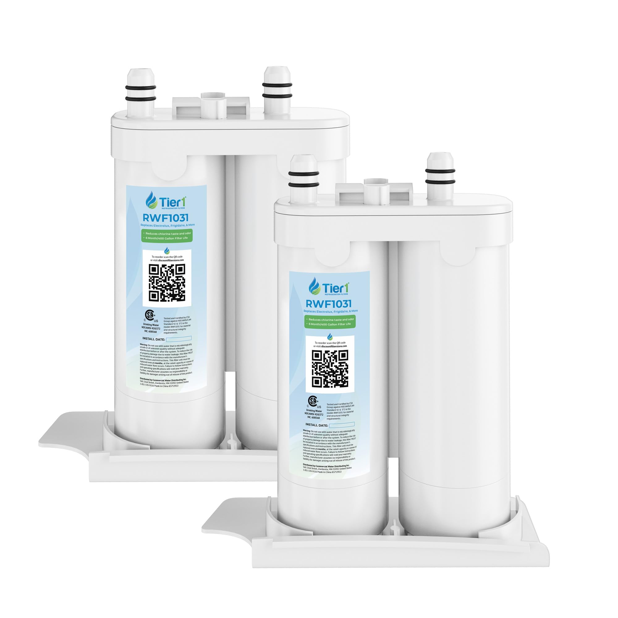 Tier1 PureSource2 Refrigerator Water Filter 2-pk | Replacement for WF2CB, NGFC 2000, 1004-42-FA, 469911, 469916, FC100, EWF2CBPA, FC300, EWF01, EFF-6029A, MB-100, Fridge Filter