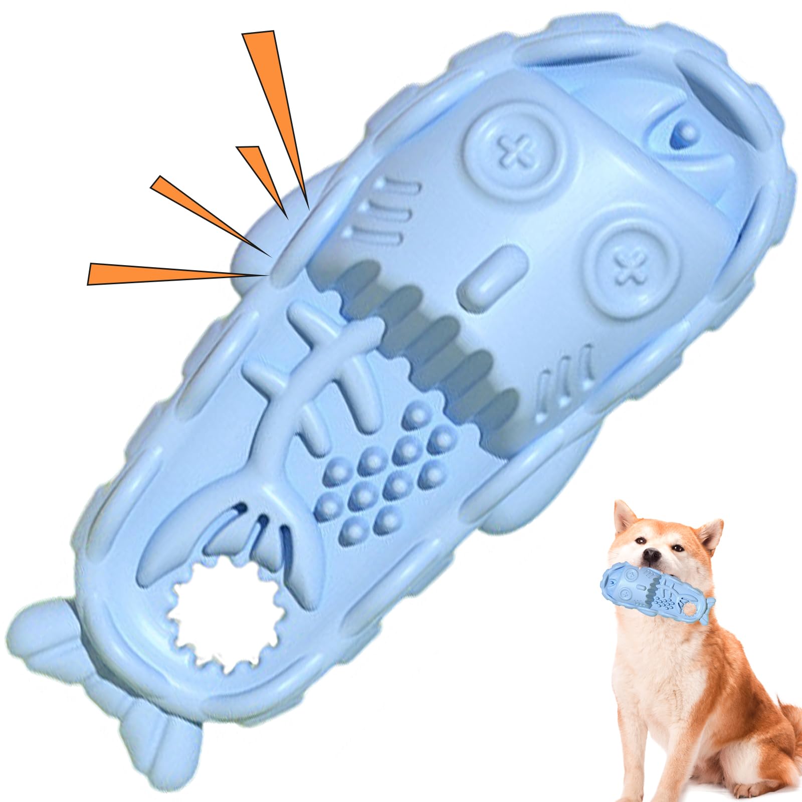 GukasxiGukasxi Dog Chew Toys Squeaky Indestructible Dog Toy Interactive Toys Squeaky Shoe Toy for Aggressive Chewers Teething Pet Rubber Bite Toys for Puppy Dog Playtime Chew and Chase (Blue)