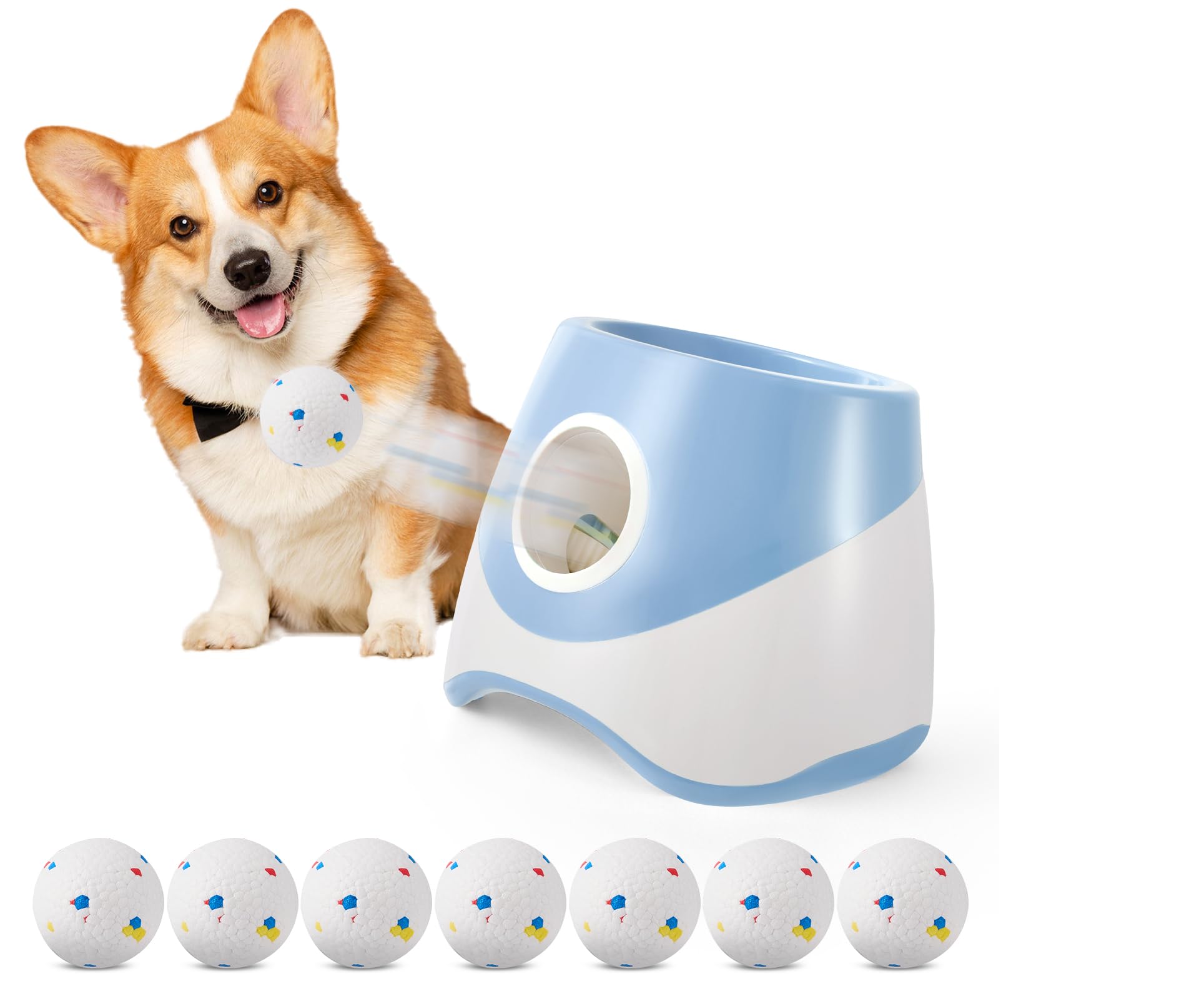 Lanceur De Balle pour Chien,3 Niveaux Distance,avec 6 Balles De Tennis | Rechargeable, Lanceur De Balle Automatique pour Intétieur &Extérieur