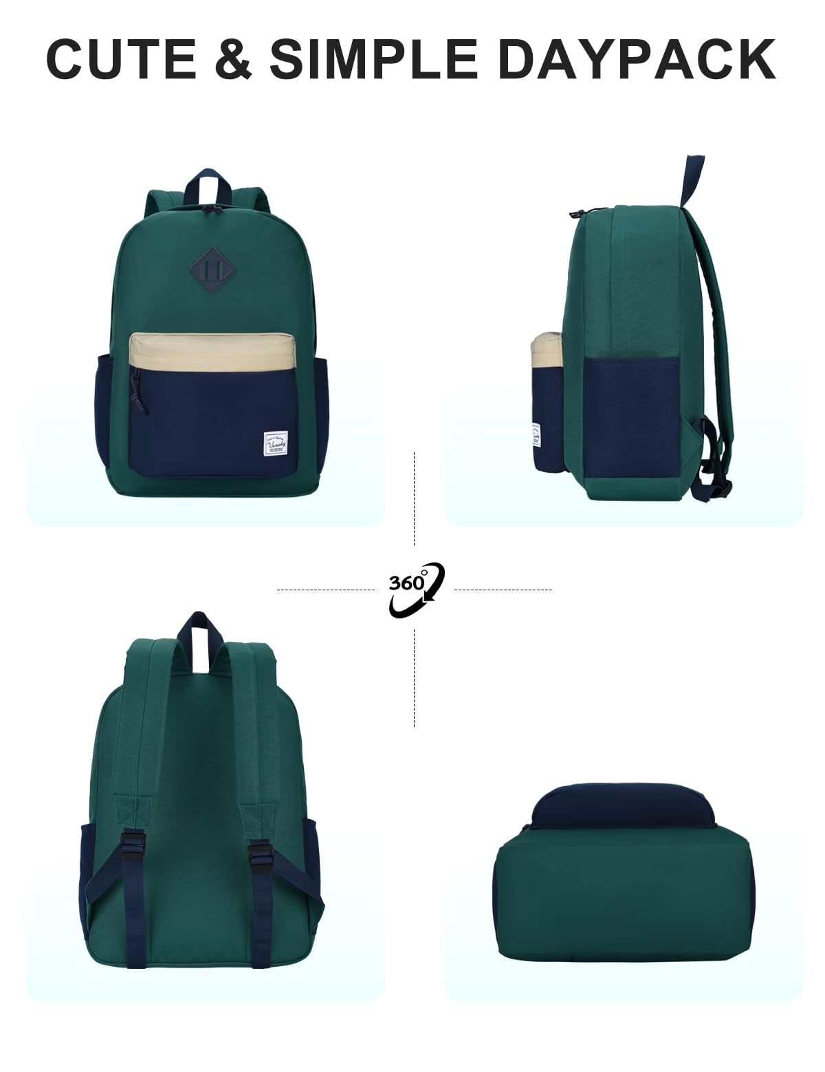 Mochilas Escolares, VASCHY Mochila Hombre Mochila Mujer Impermeable para Adulto y Adolescente Mochila Portatil 15,6 Pulgadas Mochila Universidad Instituto Ligera Mochila Viaje Niño Niña