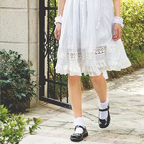 Image of Women's Ruffle Anklet Socks - Breathable Cotton Crew Socks in Solid Colors