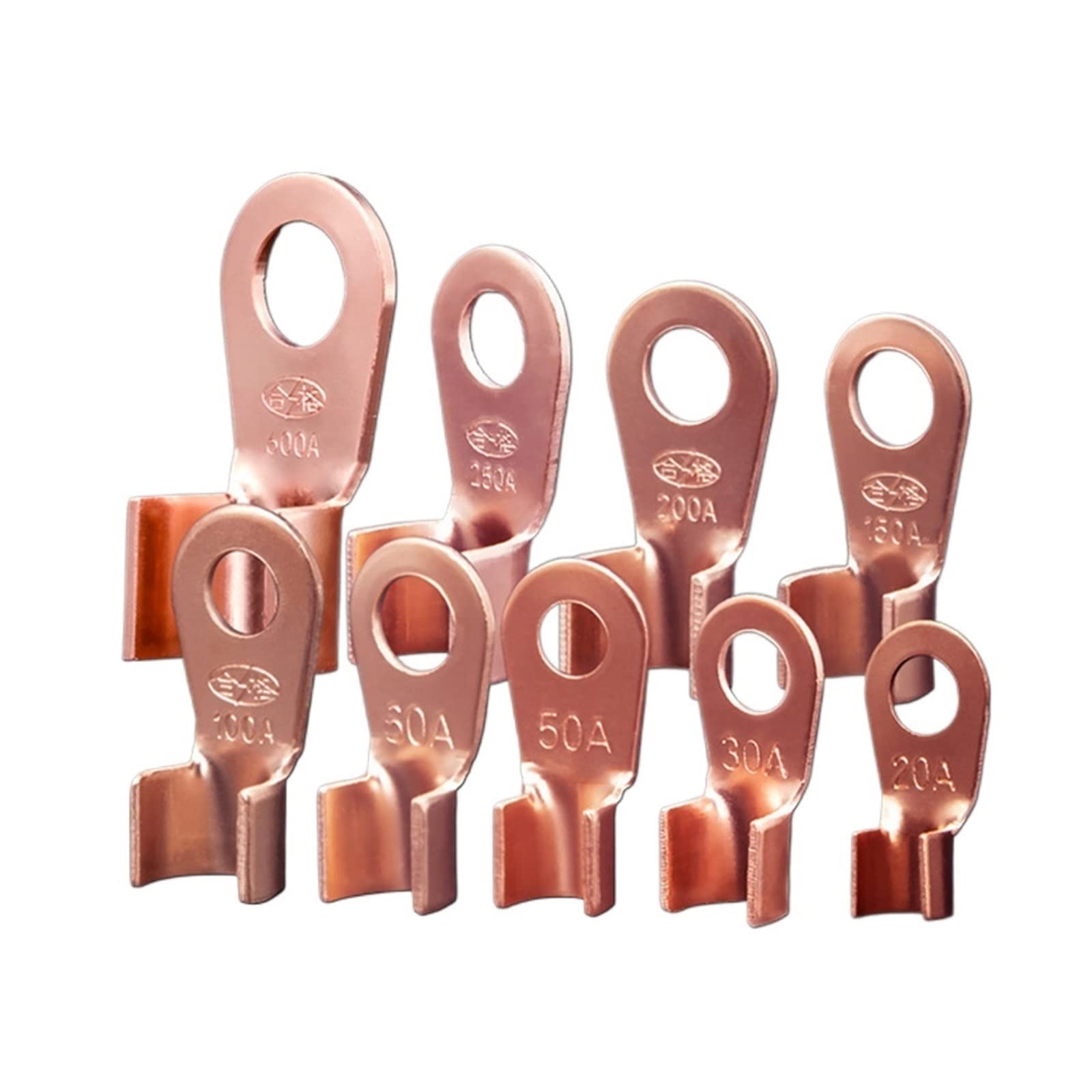 Cosses électriques à anneau, Borne à sertir en cuivre OT Non isolée, cosse à anneau, 10-400A, 10/50 pièces(100a,50pcs)