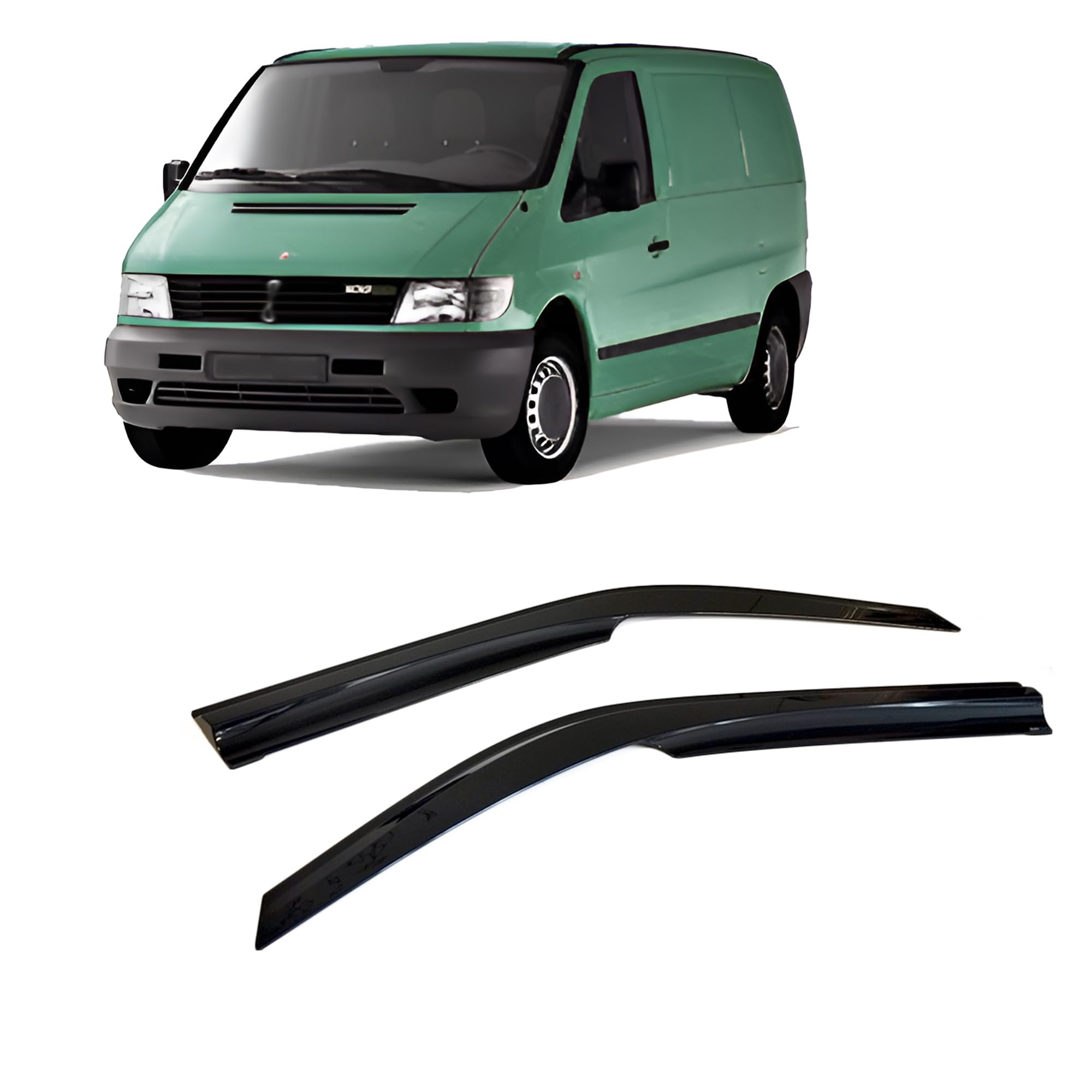 CarJoy Wind Deflectors, Air Deflectors, Rain Deflectors, Side Window Deflectors, Compatible with Mercedes Benz Vito V Class W638 1996-2003, Car Window Rain Cover, Rain Deflectors, Stick-on Deflectors,