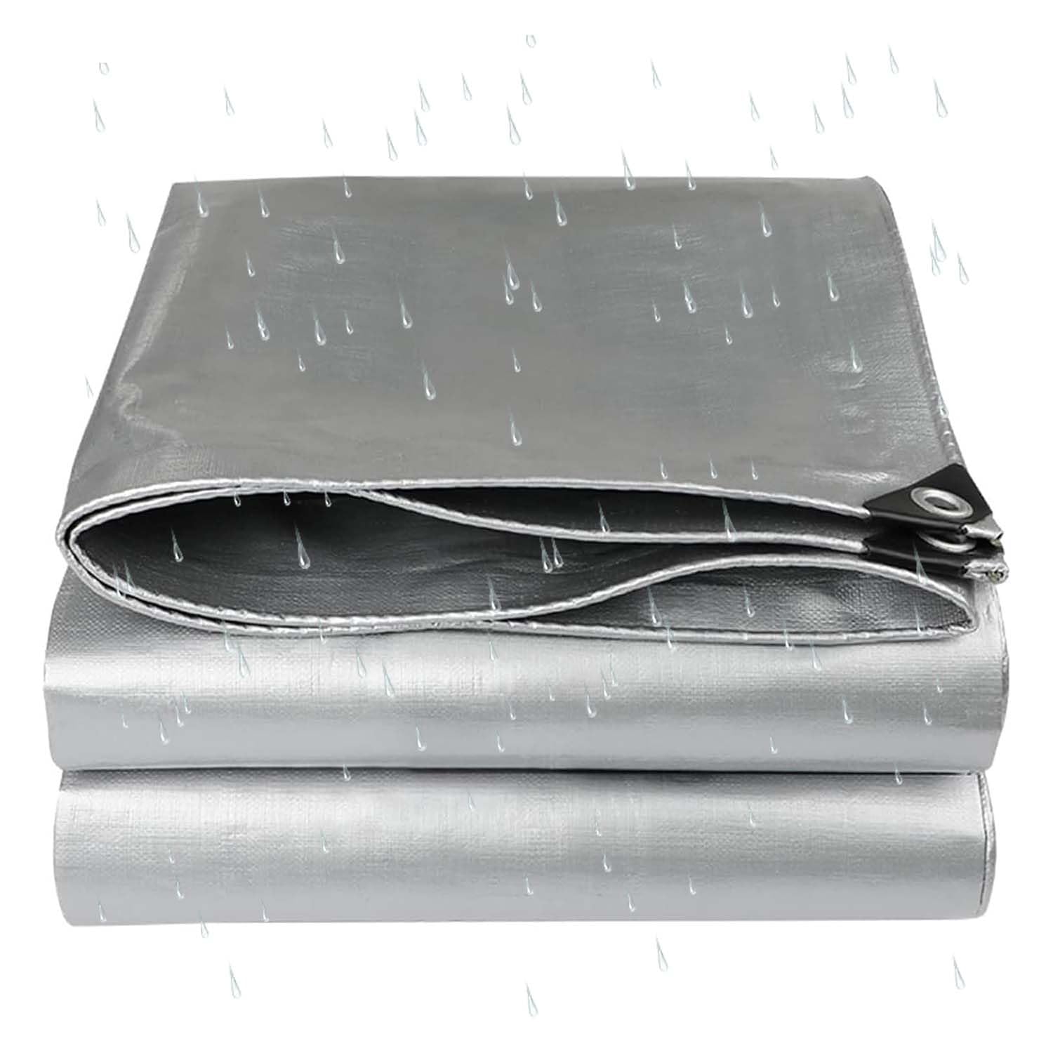 Lona industrial impermeable de 2x4m gris plata con ojales para remolques y exterior