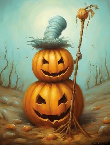 Kaliosy Kits de arte de diamantes 5D para adultos, sombrero, calabaza por números, pintura de diamantes, arte de Halloween, bricolaje, taladro