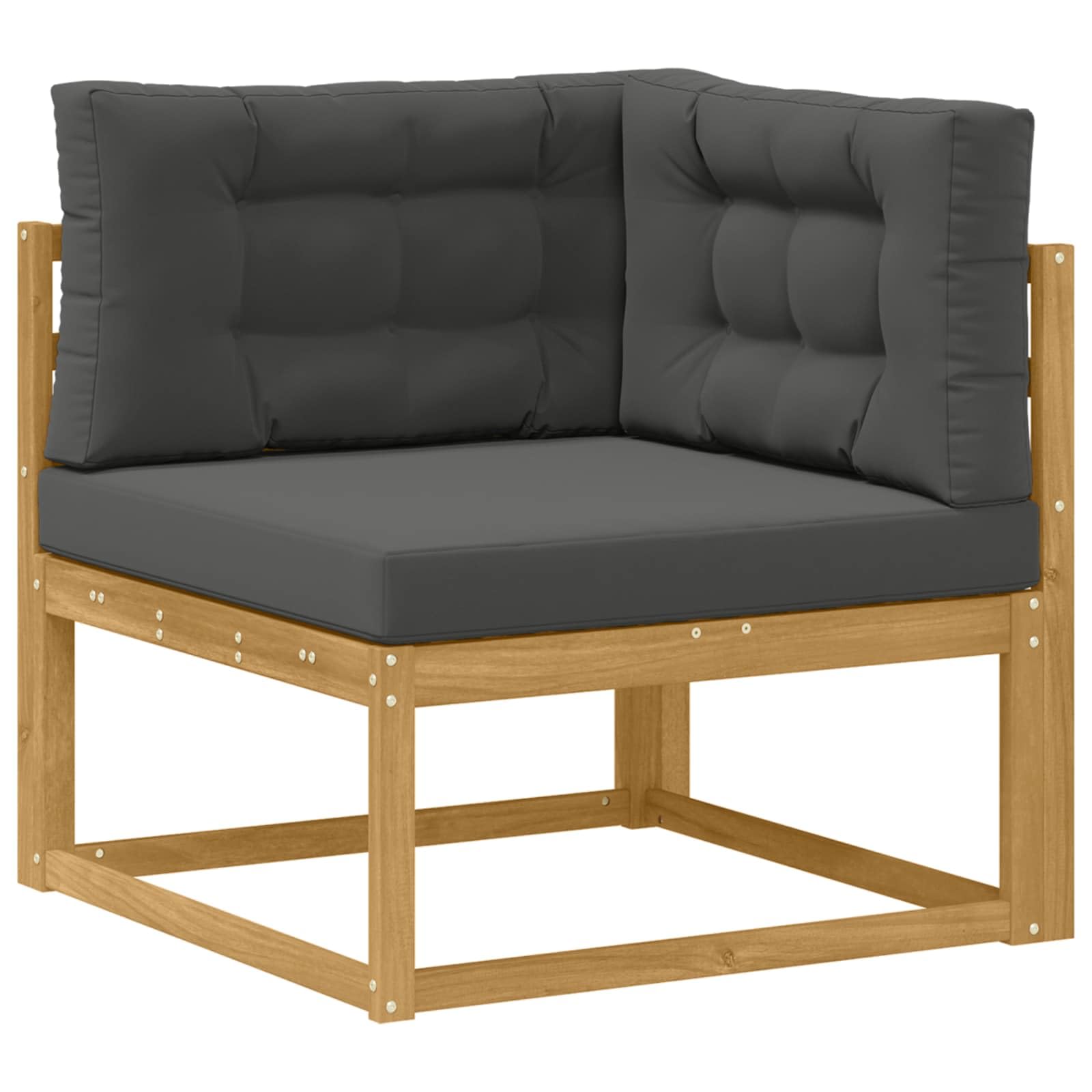 Juego de sofá de 8 piezas de madera maciza de acacia en blanco y antracita, resistente a la intemperie, para terraza, balcón y festivales al aire libre, con cómodos cojines de asiento