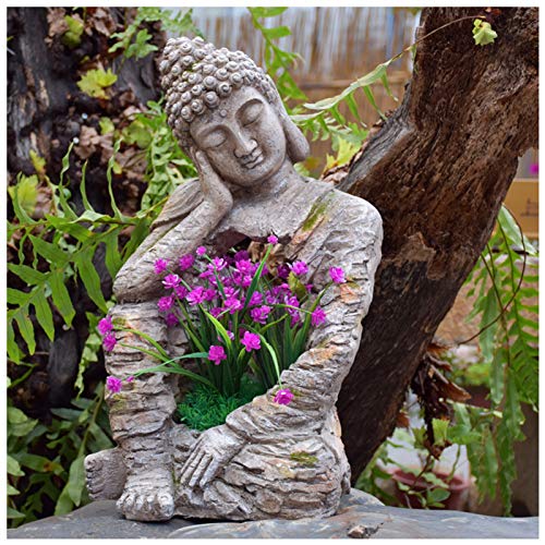 Maceta de estatua de Buda, estatua de Buda de óxido de magnesio para jardín, patio retro, maceta grande para exteriores