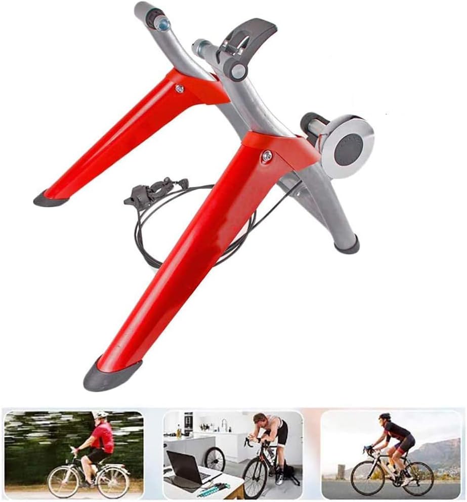 Bicycle Turbo Trainer,Exercise Bicycle Trainer Stand Stationary Indoor Magnetic Resistance 6 Levels Adjustable Fold Storage Travel Home Sport Fitness Red