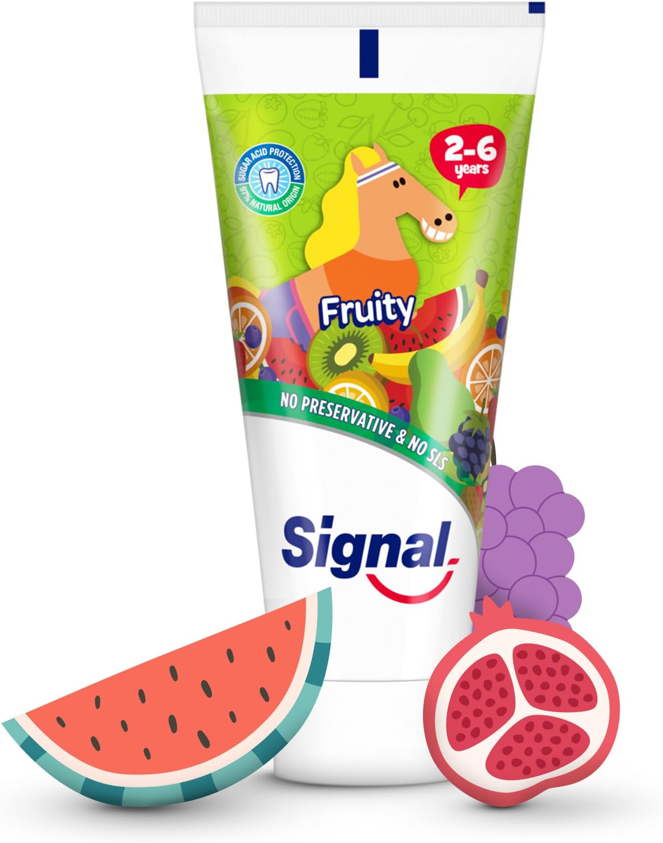 SIGNAL Kids Toothpaste, Fruity, with no preservatives & no SLS, for 2-6 Years, 50ml