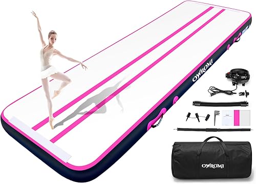 Colchonetas de gimnasia para niños, colchoneta inflable gruesa para gimnasia de 6.610131620 pies, con bomba eléctrica para el hogar, gimnasio