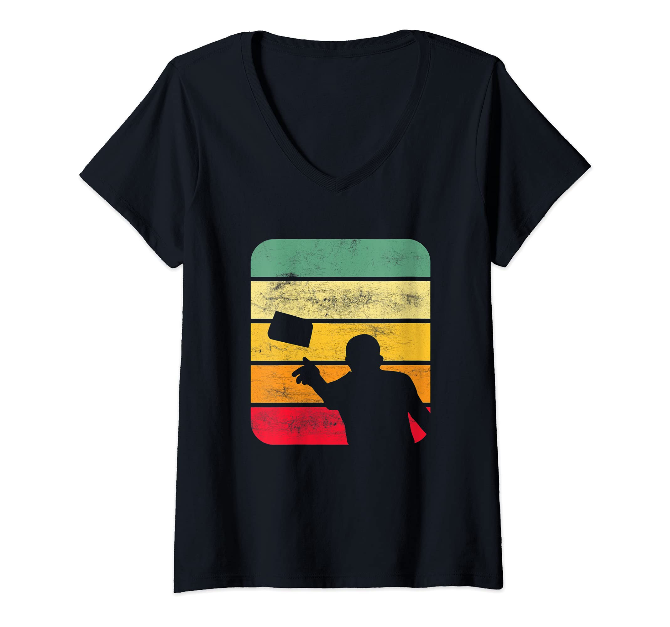 Womens Cornhole Vintage Retro Style Team Tournament V-Neck T-Shirt
