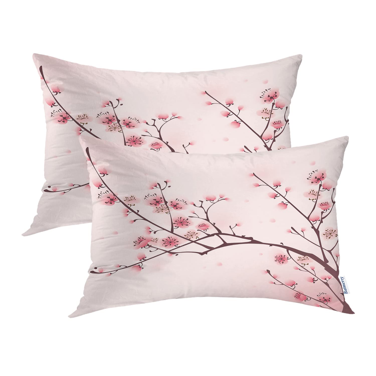 Federa per cuscino con cerniera, motivo floreale rosa, 20 x 20
