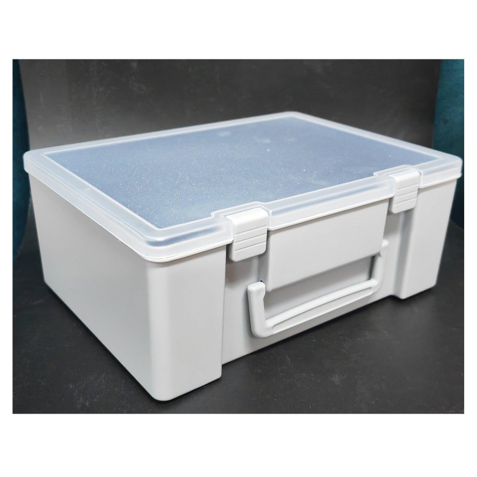 Caja Expositora para Figuras en Miniatura, Contenedor Prueba de Golpes, Estuche de Transporte Portátil con Inserto de Espuma, Contenedor de PE, Gris