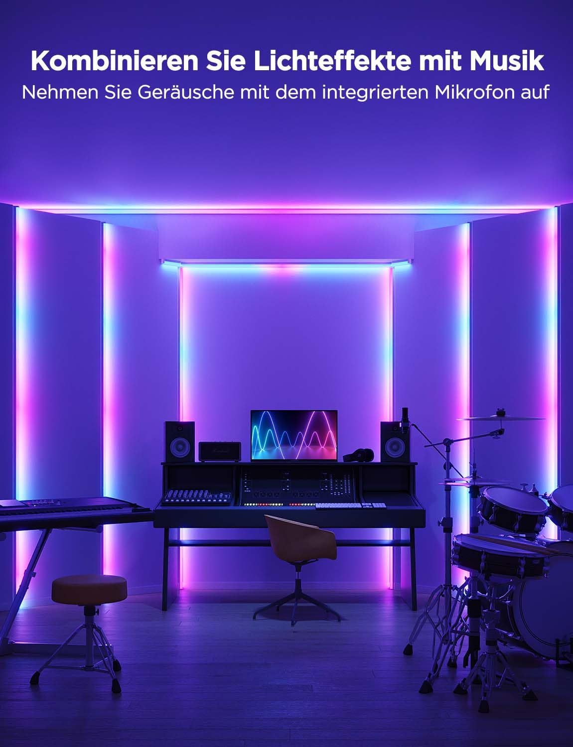 Govee RGBIC LED Strip 5M mit Profil, Kompatibel mit Alexa & Google Assistant, 64 Szenenmodi, APP-Steuerung, Musiksync, Lampe