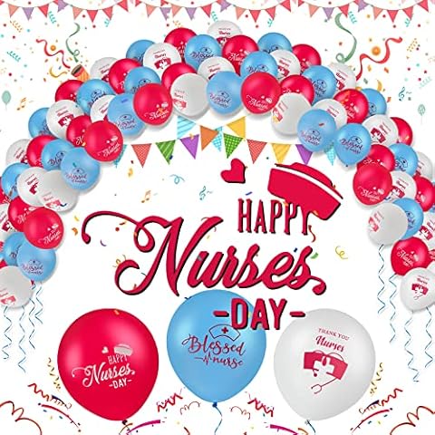 Nurse Balloons, Nurses Week Balloons Decorations, 30 Pcs Nurses Latex Balloons for Nurse Graduation RN Themed Party and Medical Nursing Party Decoration Supplies Cover