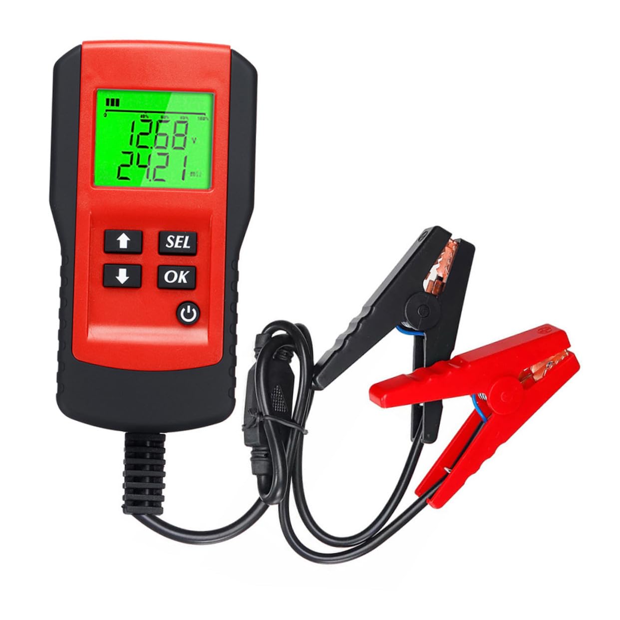 Tester per Batteria Auto Analizzatore Digitale 12V Display LCD per Verifica stato Salute Durata Capacità e Resistenza della Batteria per Veicoli Automobilistici