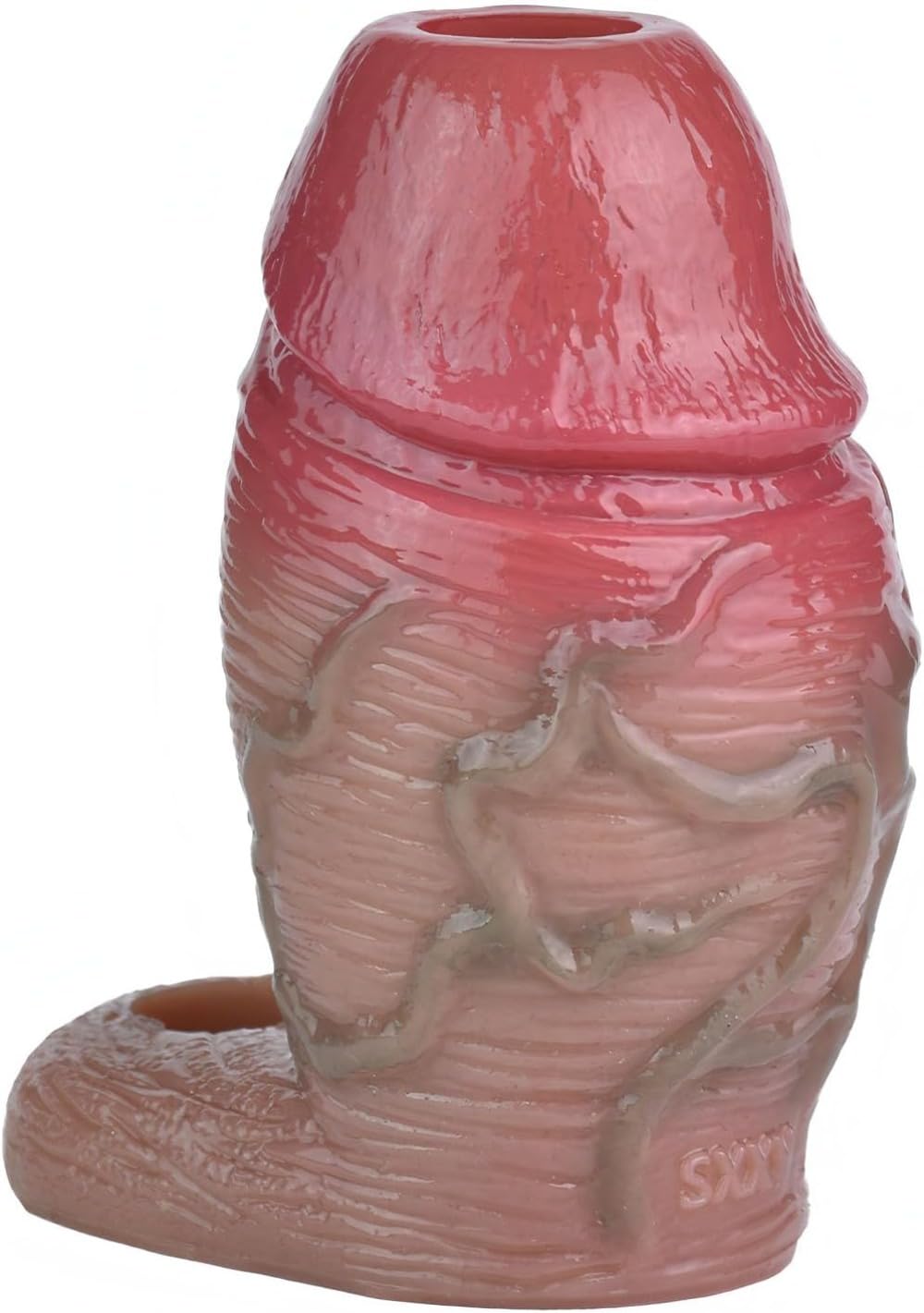 Masturbatore in silicone dalla texture realistica e granulosa — manicotto riutilizzabile con anello, dal design aperto e rinforzato, per un massaggio intenso