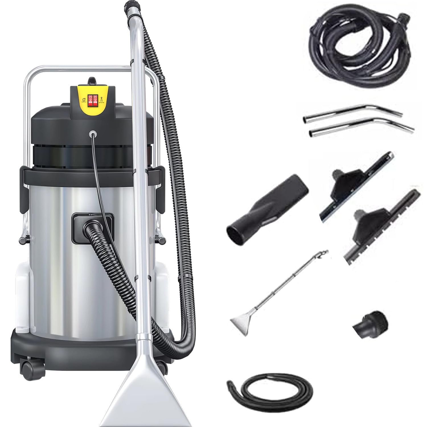 40L Limpiadora tapicería 3 en 1 aspiradora Agua Polvo Doble Tanque Limpio/Residual,extracción eficiente,con Cable de 7 m (22,97 pies) y Ruedas,para Oficina,hoteles,Espacios comerciales