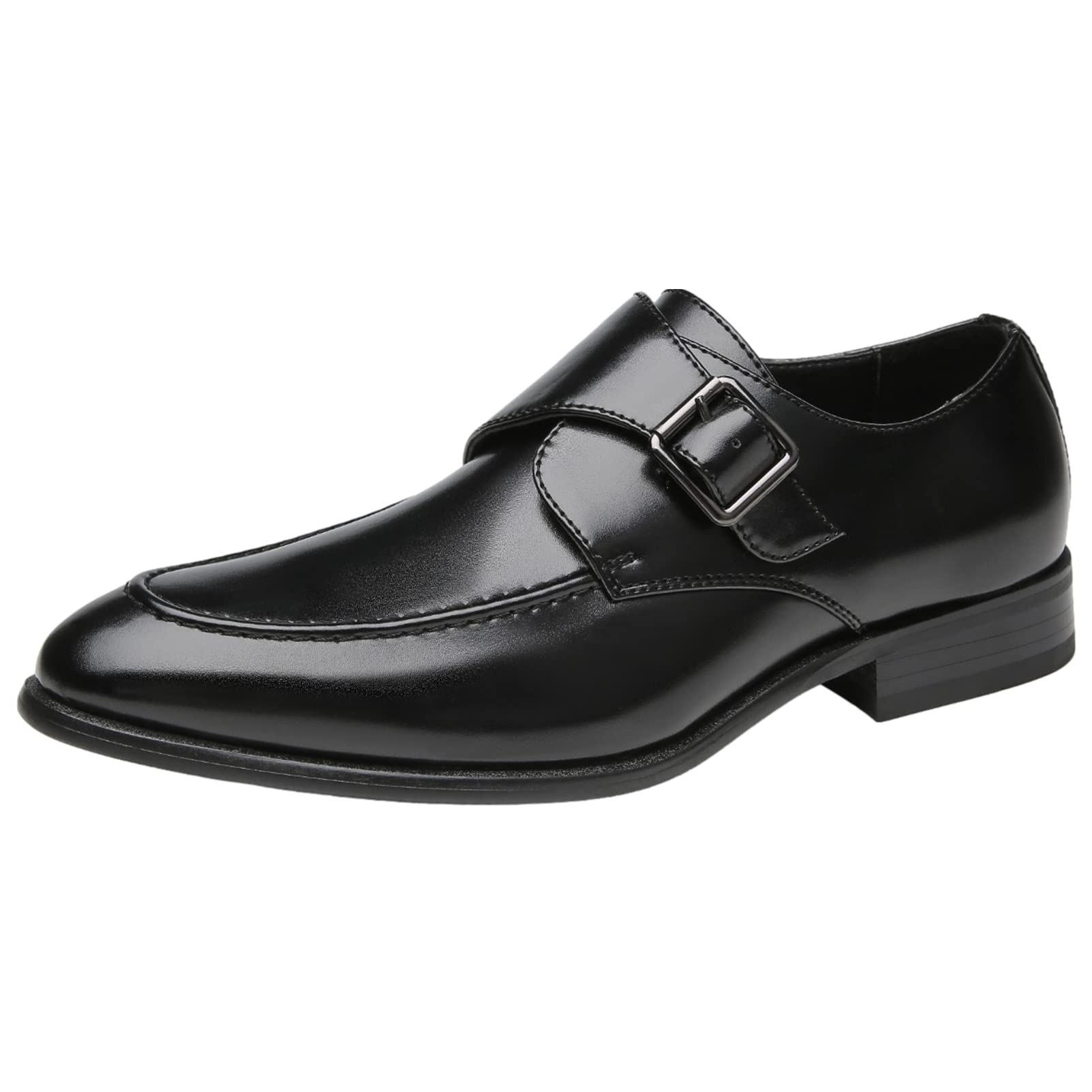 ANUFER Hombres Hebilla Simple Inteligente Zapatos de Monje Cuero de Microfibra Formal Mocasines Planos