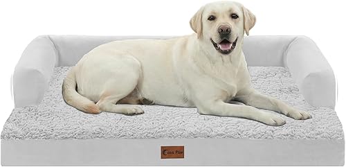 Miniatura 26 de Cama ortopédica para perros extragrandes, cama de espuma XL con forma de caja de huevos impermeable con lados 45x35 pulgadas, cama de sofá para