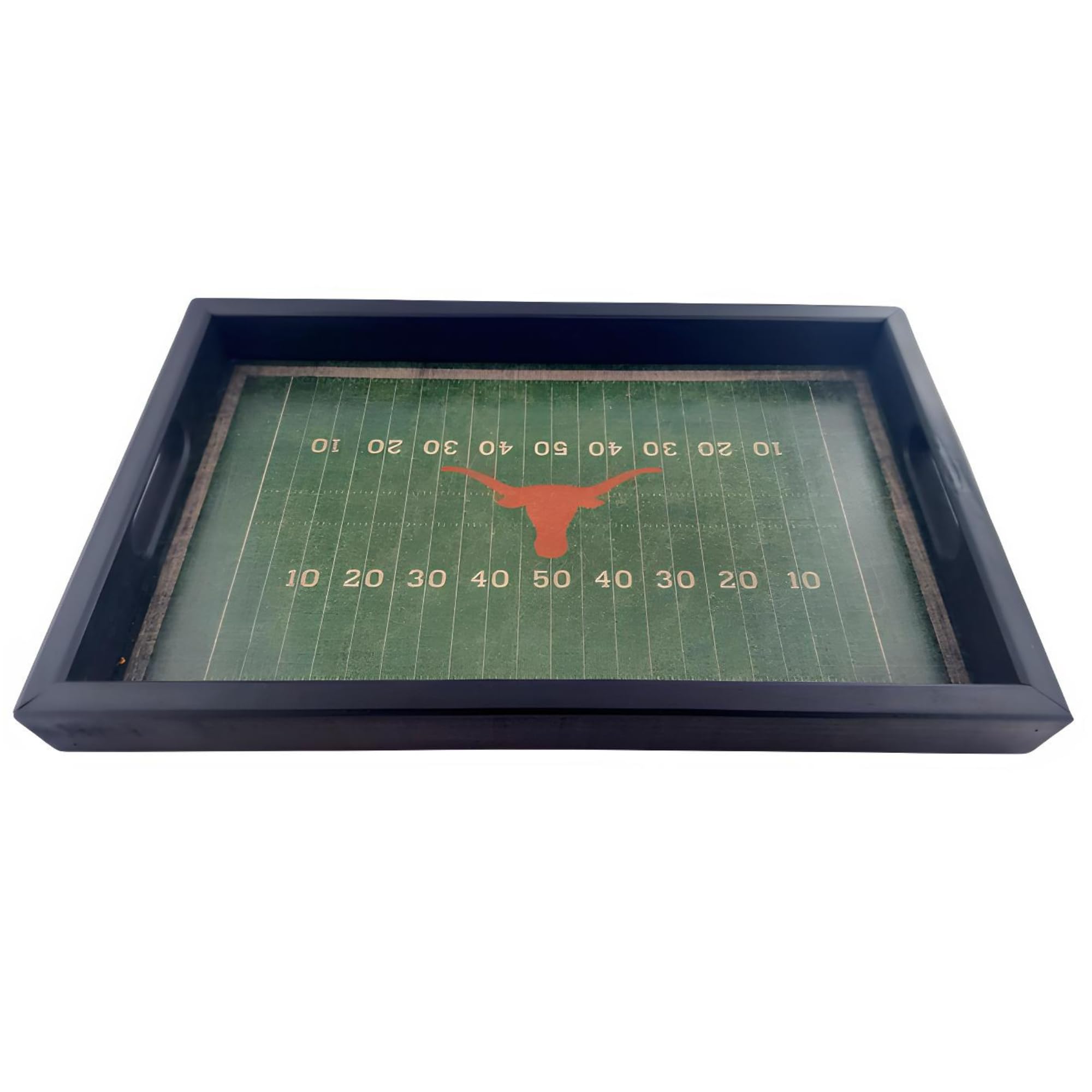Fan CreationsUniversity of Texas Longhorns Football Field Tray - Distressed Wood, Team Logo Decorative Gameday Server with Handles for Food & Drink - Tabletop Organizer- Show Your Longhorn Pride