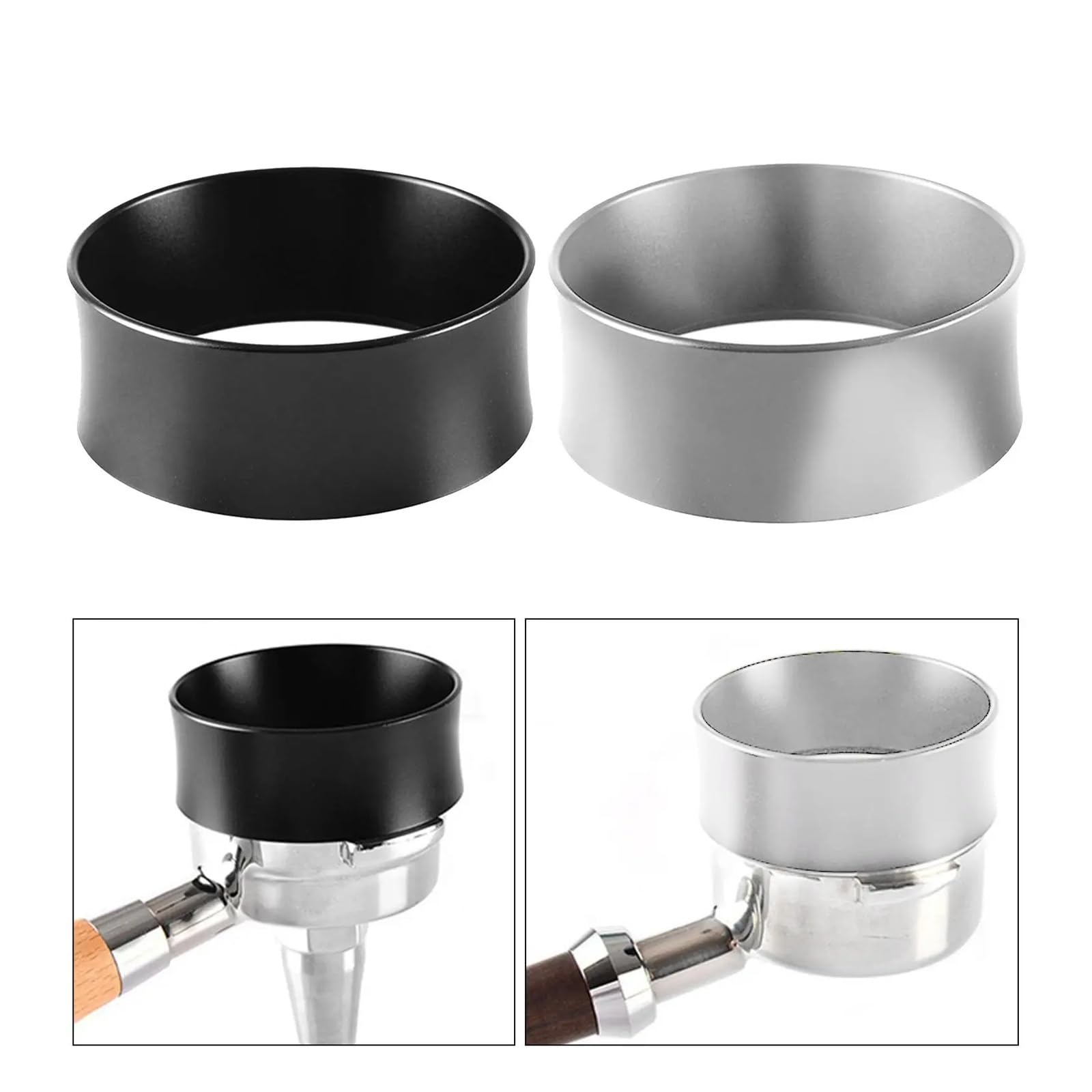 Reemplazo de embudo dosificador de anillos dosificadores de café de 58mm for herramienta Barista Café y té(Silver)