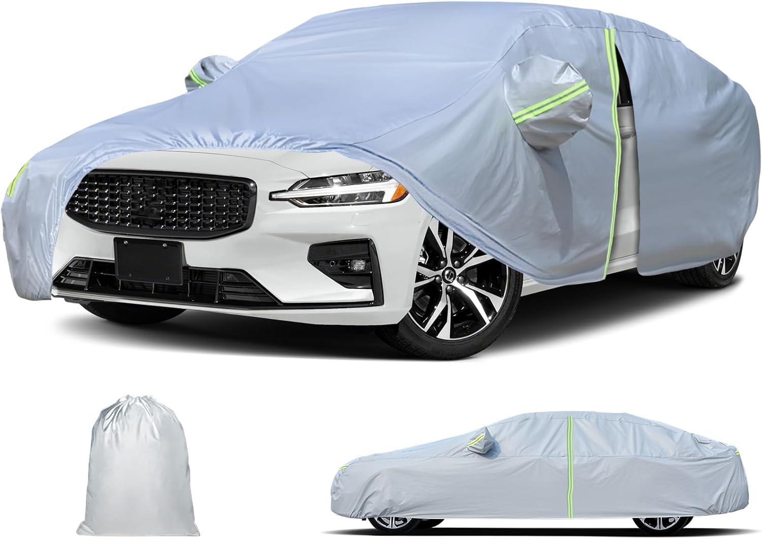 Waterproof Car Cover for 2011-2025 Volvo S60, All Weather Full Exterior Covers for Automobiles with Door Zipper Outdoor/Indoor Sun UV Rain Dust Wind Protection