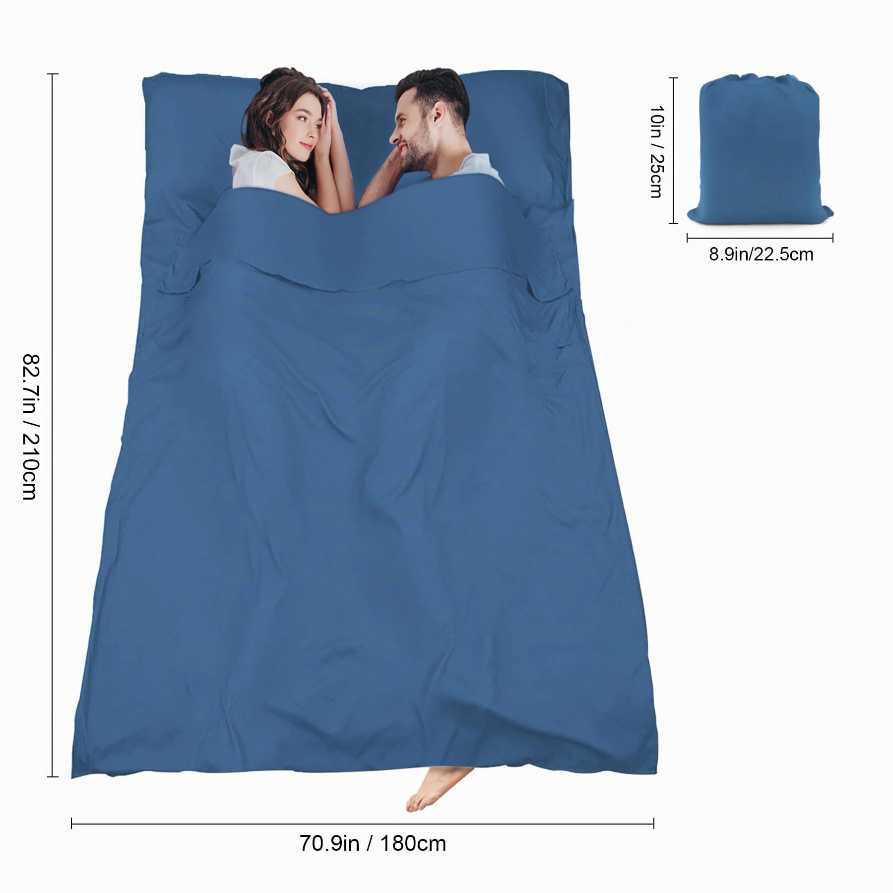 Doublure pour sac de couchage, draps de camping, draps de voyage, auberges et sac de couchage pour la randonnée, les hôtels, doublure légère pour sac de couchage simple et double avec