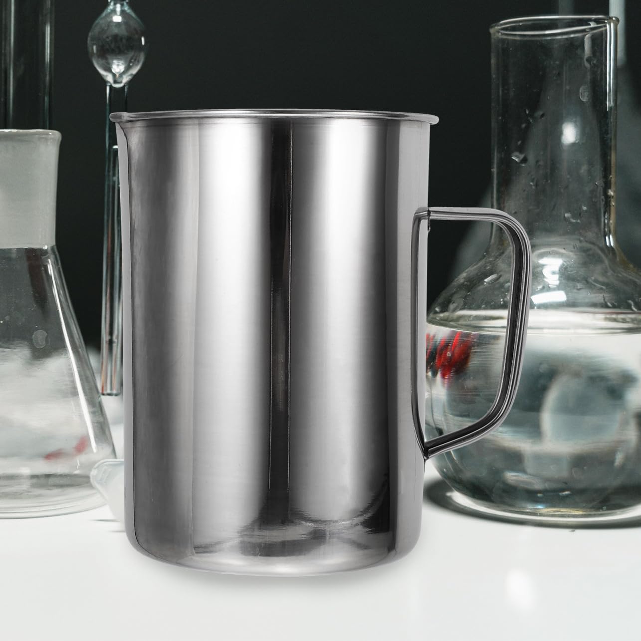 ULTECHNOVO 1piece Stainless Steel Measuring Cup Mixing Cup Scale Lab Beakers for Science Experiments