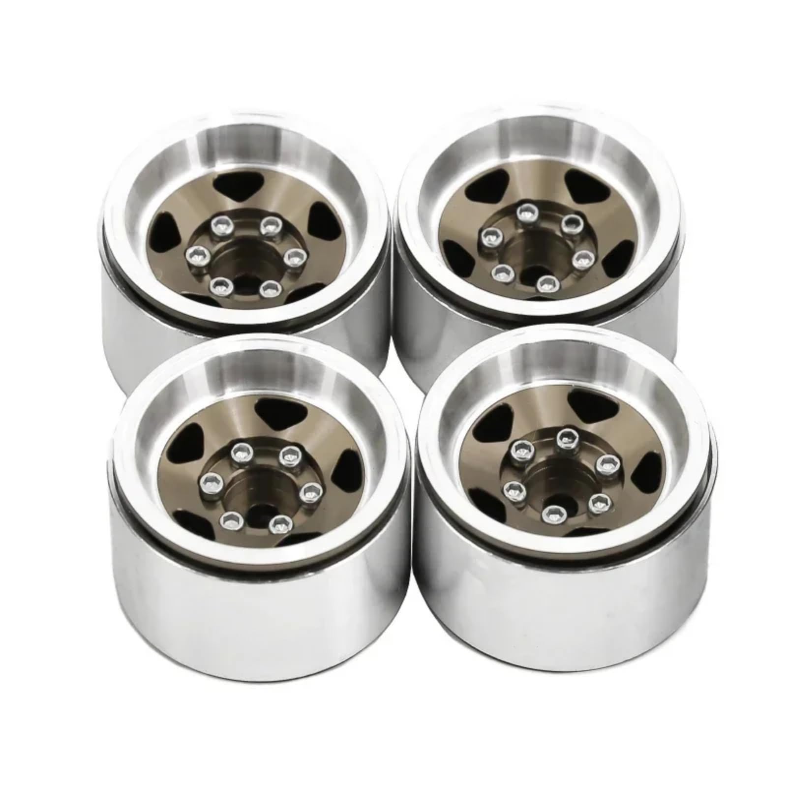 RC Beadlock Cerchi Ruota Per Axial Per SCX24 AX24 Per TRX4M 1/18 Cerchio Beadlock Da 1,0" Mozzo In Acciaio Stampato A Piatto Profondo Parti Aggiornamento Auto Cingolate RC(Gray)