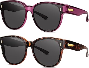 Polarized Fit Over Glasses Sunglasses for Women Stylish Oversized Cover Round UV400 Cat Eye Shades for go out Driving