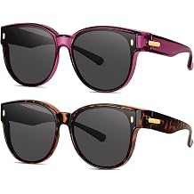 Polarized Fit Over Glasses Sunglasses for Women Stylish Oversized Cover Round UV400 Cat Eye Shades for go out Driving