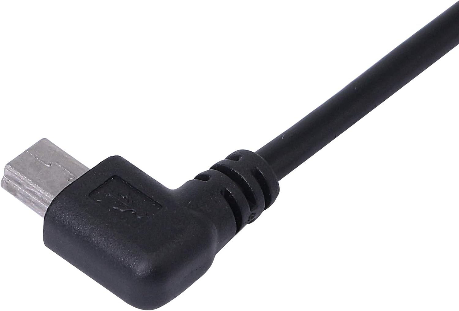 CERRXIAN 9Inch Mini USB Cable Combo Mini USB Female to Right Angle & Left Angle Male Data Sync and Charge Extension Cable (Black)(2-Pack) RL