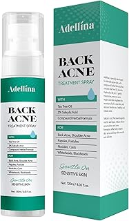Back Acne Spray, Body Acne Treatment with Salicylic Acid, Tea Tree Oil & Niacinamide, 4 oz