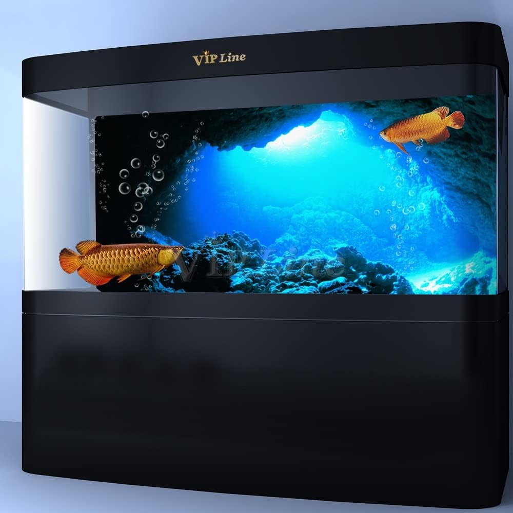 Aquarium Background Poster Under Water Cave Sunlight Fish Tank Backdrop Decorations PVC Fish Tank Background (48" x 18"/ 122 x 46cm)