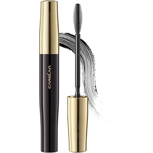 CARSLAN Light-Lengthening Mascara, Lengthening & Curling, Smudge Proof & Flake Resistant with Slim Tapered Silicone Brush for Clump-Free Definition, Quick-Dry, Washable, Long Lasting Volume