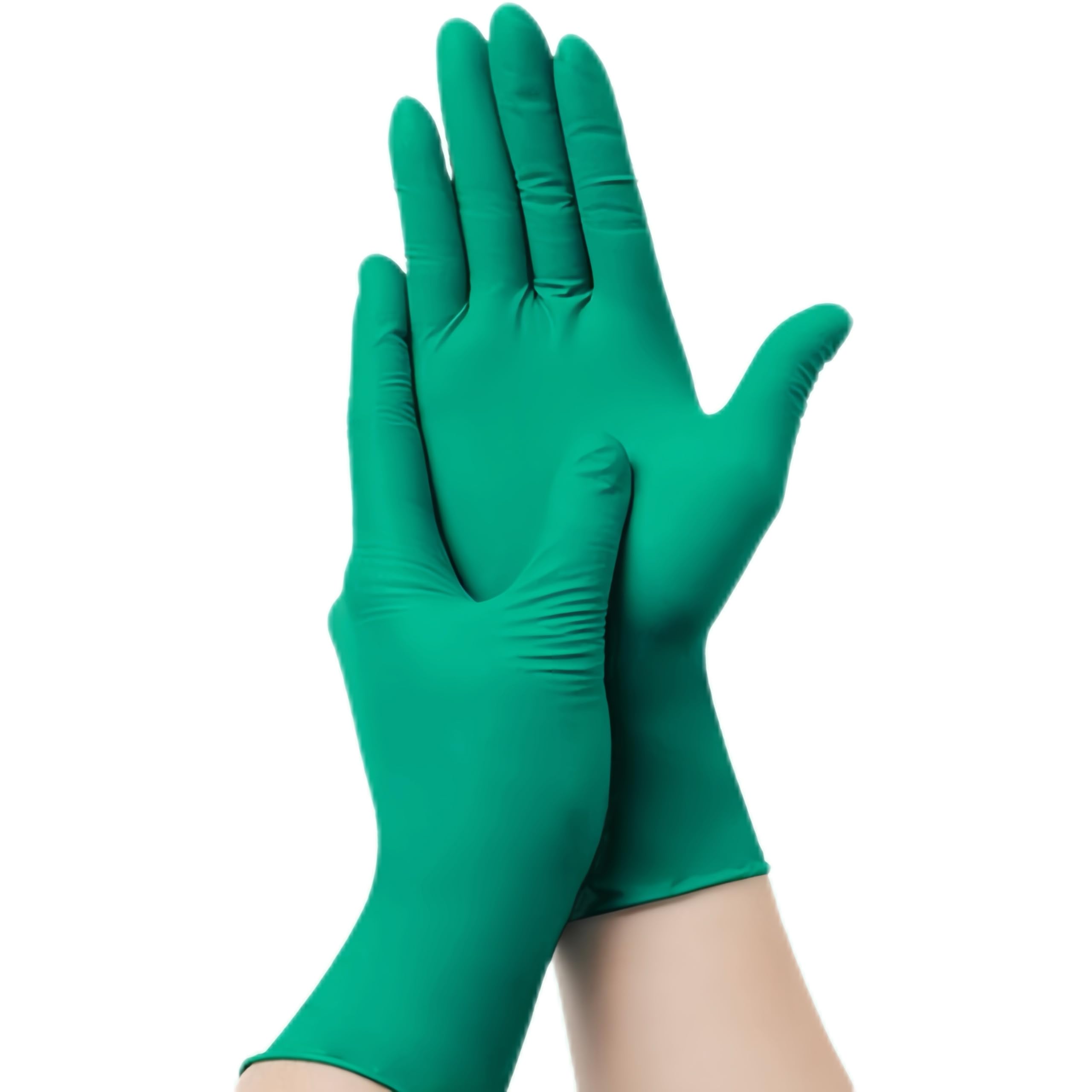 Guanti monouso in nitrile verde da 100 pezzi, impermeabili, resistenti, adatti for cucine, laboratori di lavorazione alimentare e saloni bellezza(XL)