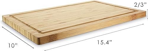 Miniatura 2 de Tabla de cortar de bambú para cocina con ranura para jugos, tabla gruesa de madera para cortar verduras, frutas, carne, quesos y más (clásica)