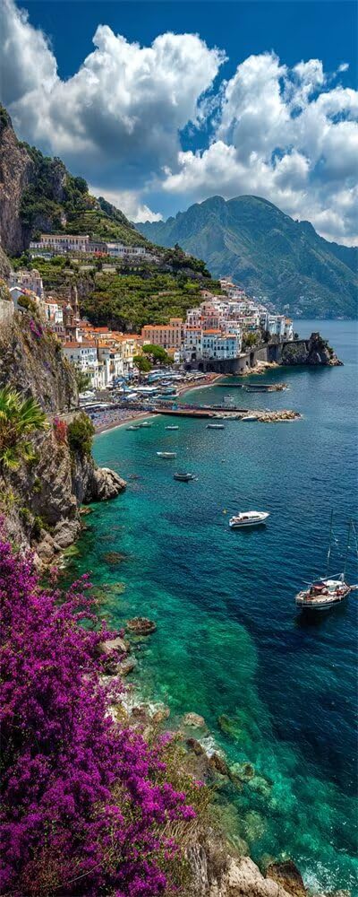 Landscape Diamond Art Kits Adults Large 5D Coastal Town Diamond Painting Kits, DIY Full Drill Crystal Art Rhinestone Embroidery Cross Stitch Arts and Crafts for Adults 31.5x78.7 Inch/80x200 cm -LR1098