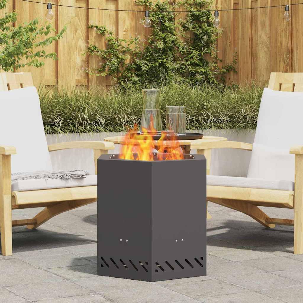 vidaXL Bol de feu sans fumée Noir 48 x 48 x 51 cm Acier patiné