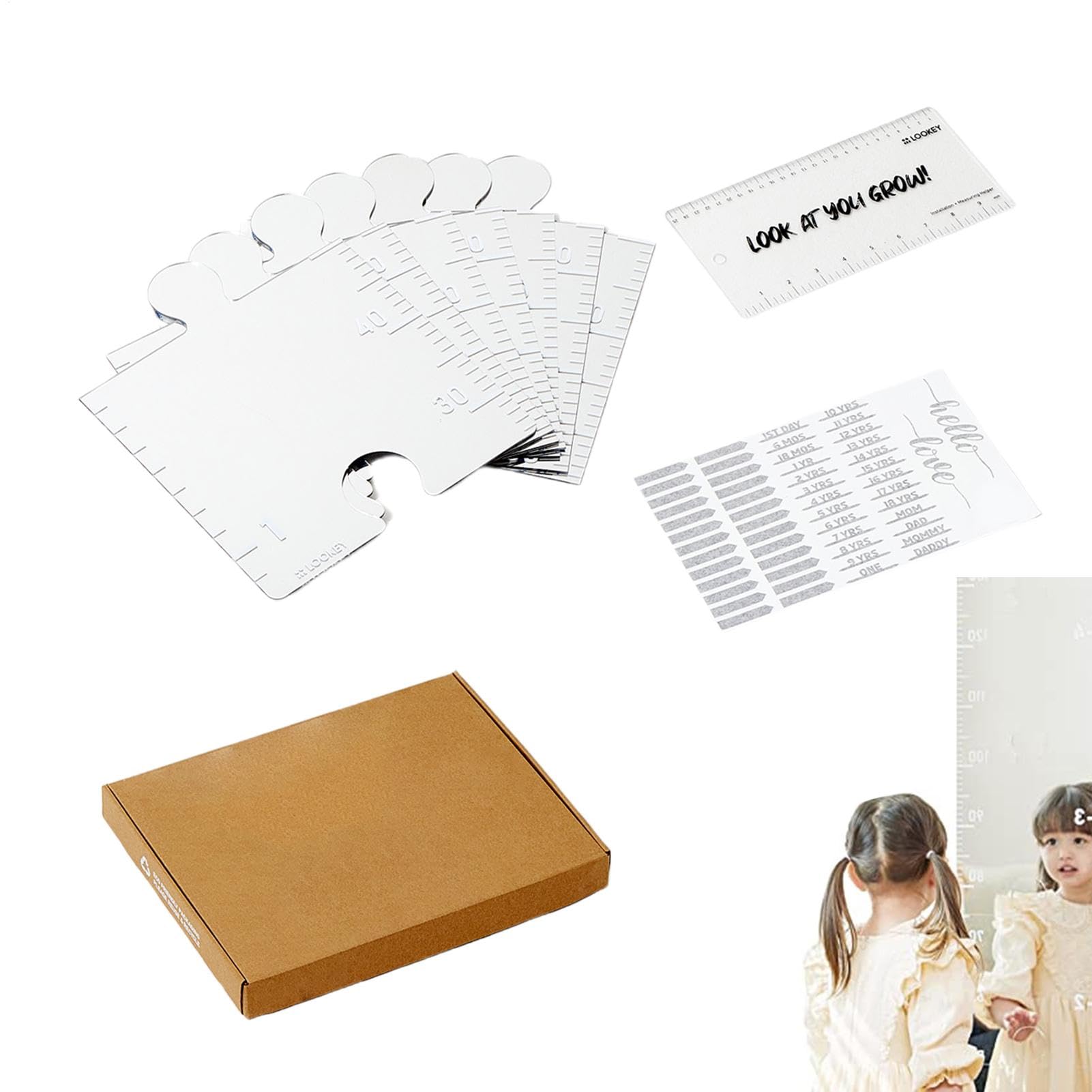 Growth Chart Mirror - Mirror Measuring Chart For Kids Height | Acrylic Mirror Height Chart | Height Ruler With Stickers Kids Growth Chart For Wall Height Ruler With Marking Decal Stickers For Baby Kid